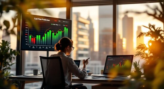 Financial forecasting in a modern office to avoid cash flow gaps.