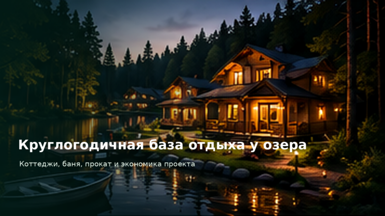 Круглогодичная база отдыха у озера с коттеджами, баней и прокатом: инвестиции, требования и окупаемость