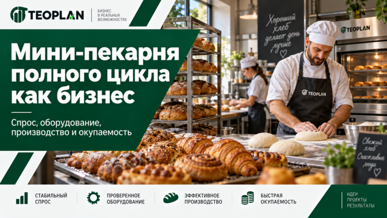 Как открыть мини-пекарню полного цикла: спрос, оборудование, экономика и продвижение