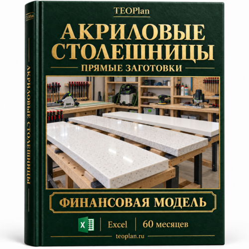 Прямые столешницы из акрилового камня — финансовая модель Excel TEOPlan