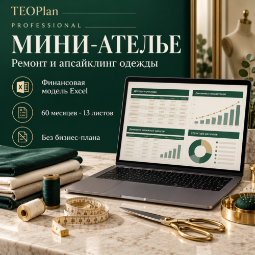 Отдельная финансовая модель мини-ателье ремонта одежды в Excel TEOPlan