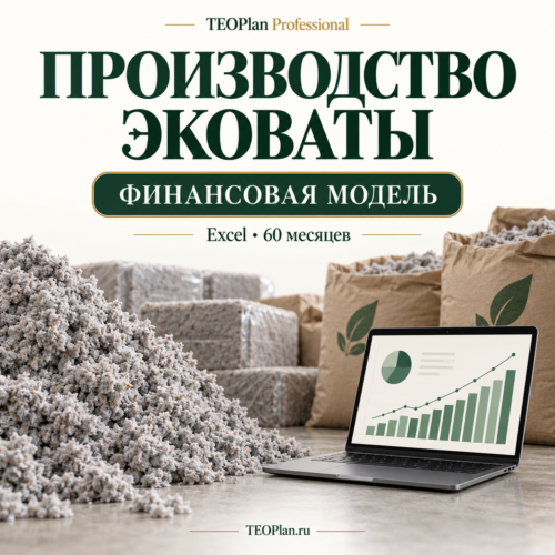 Финансовая модель производства эковаты Excel на 60 месяцев