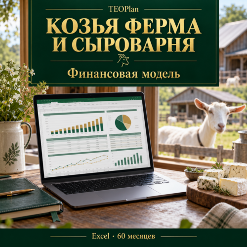 Финансовая модель козьей фермы и сыроварни — Excel на 60 месяцев TEOPlan
