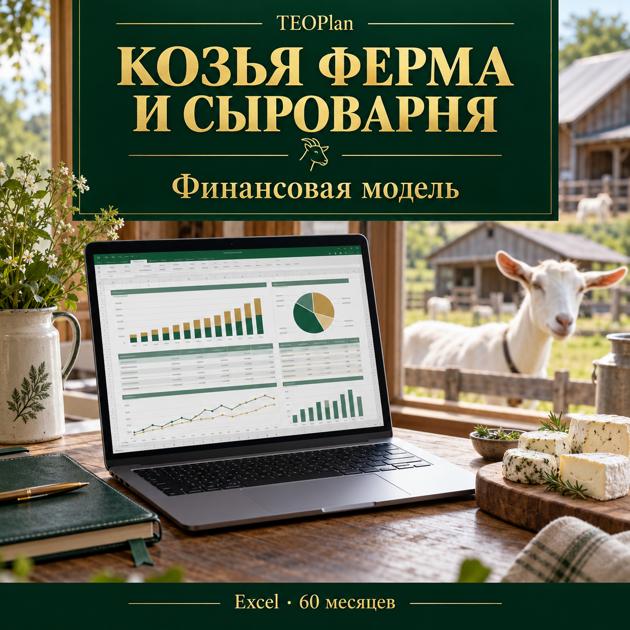 Финансовая модель козьей фермы и сыроварни — Excel на 60 месяцев TEOPlan