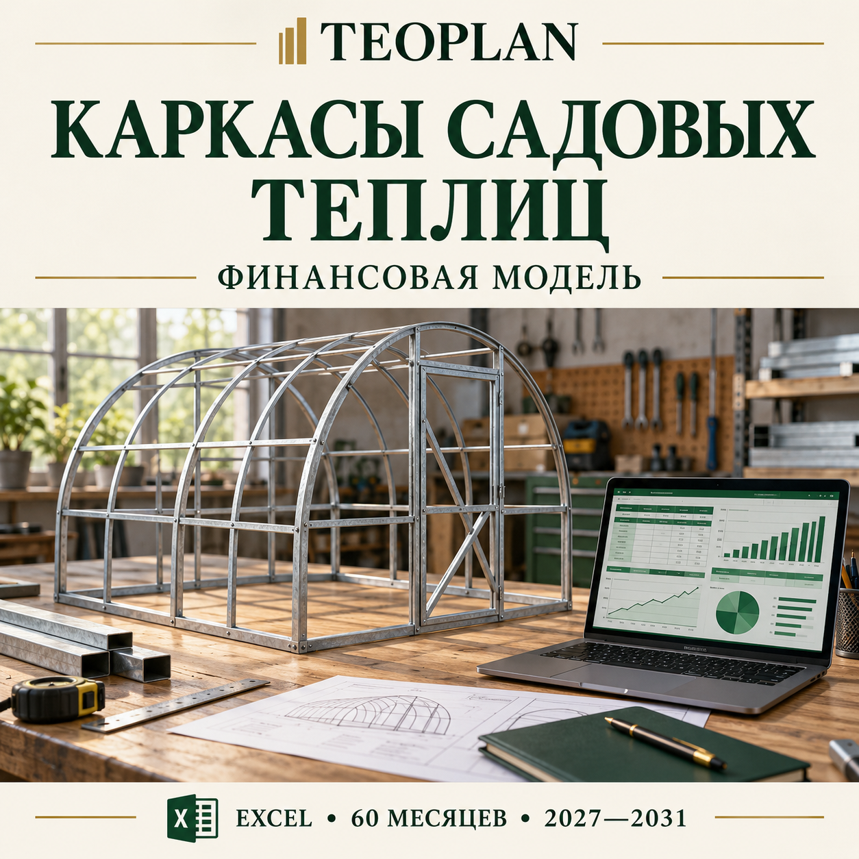 Каркасы садовых теплиц — финансовая модель Excel TEOPlan