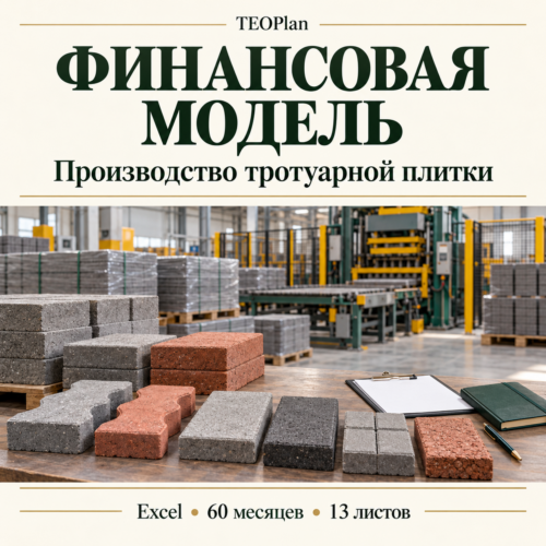 Производство тротуарной плитки — финансовая модель Excel TEOPlan