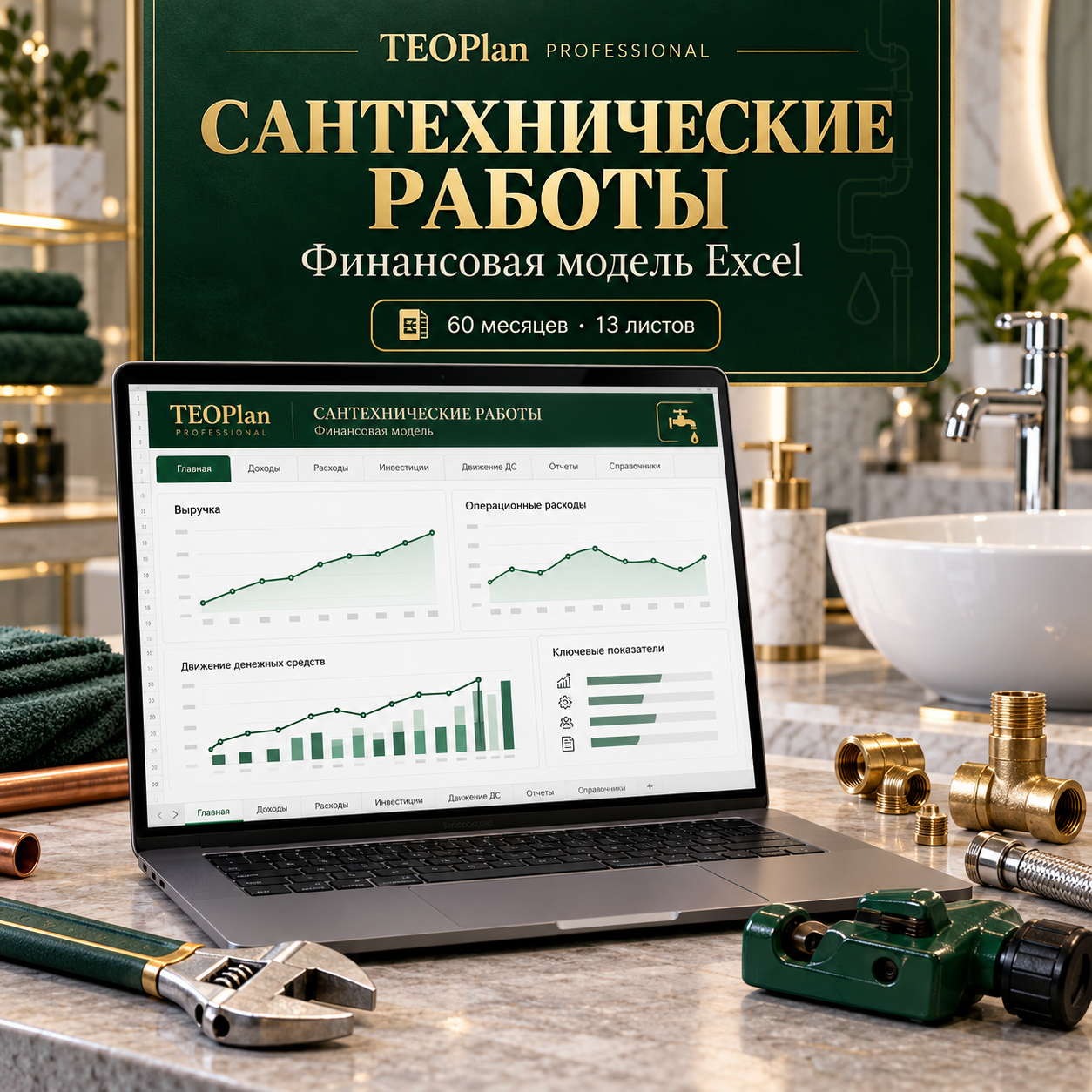 Финансовая модель сантехнических работ в Excel на 60 месяцев — TEOPlan
