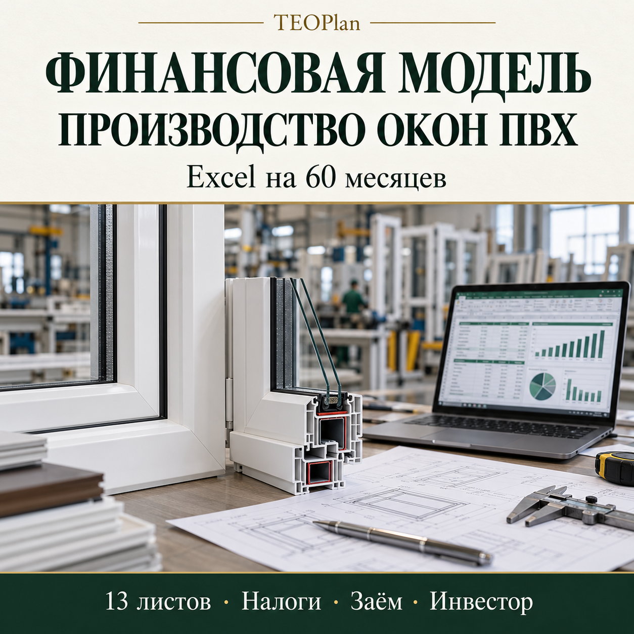 Финансовая модель производства окон ПВХ в Excel TEOPlan