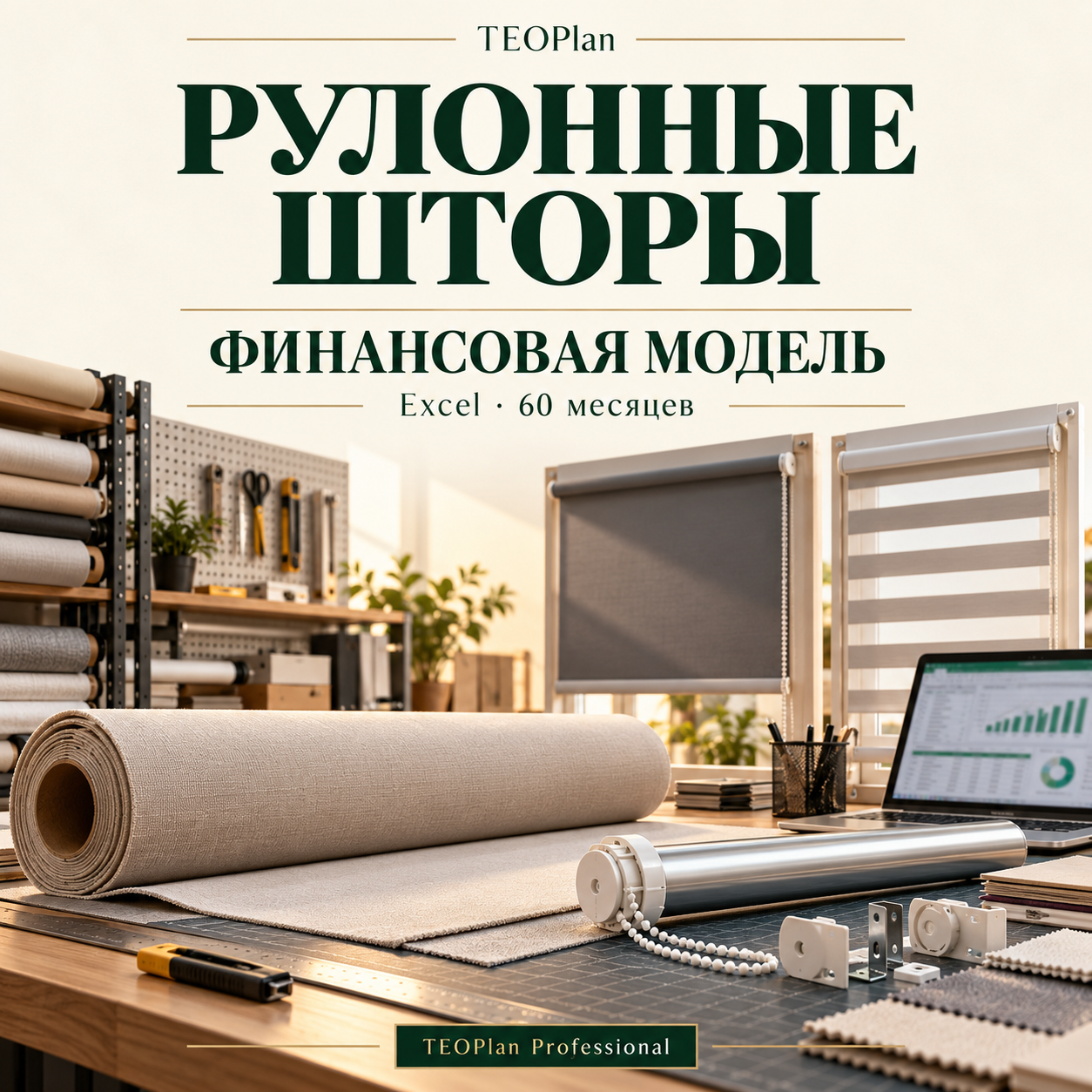 Финансовая модель производства рулонных штор в Excel TEOPlan