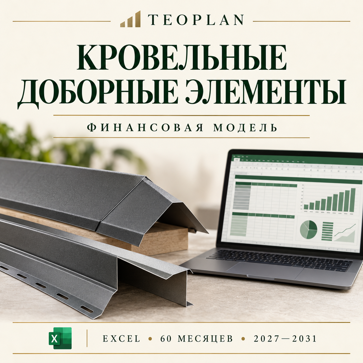 Кровельные доборные элементы — финансовая модель Excel TEOPlan