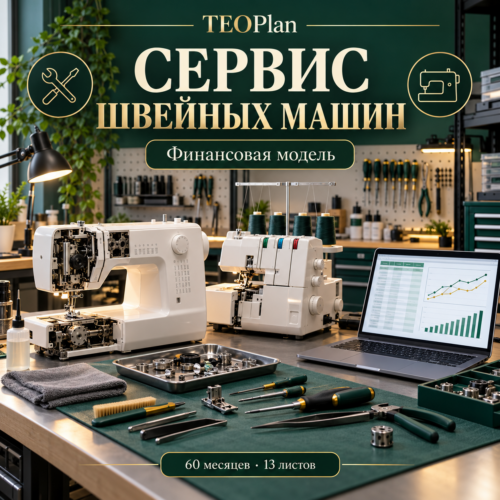 Финансовая модель сервиса швейных машин и оверлоков в Excel