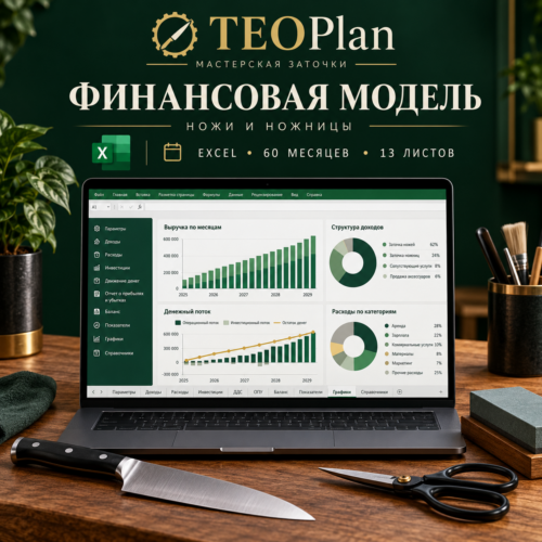 Финансовая модель мастерской заточки ножей и ножниц в Excel — TEOPlan