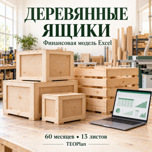 Деревянные ящики — финансовая модель Excel на 60 месяцев TEOPlan